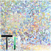 Rabbitgoo window film with stained glass rainbow creates vibrant color reflections for bright interiors.