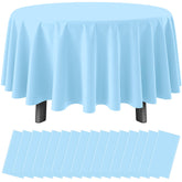 Ragnhild light blue round tablecloth 84in pack for easy party setup and cleanup