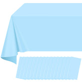Ragnhild light blue tablecloth, 54x108 inches, disposable and waterproof for easy party cleanup.