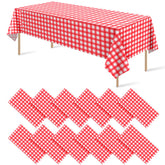 Ragnhild red and white checkered tablecloth 54x108 inches for outdoor picnics