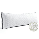 Rainmr shredded memory foam pillow 20x54 front view; supports spine alignment for side sleepers.