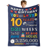 Rakoviol 10th birthday blanket folded for gifting and cozy warmth.