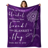 Rakoviol Hug Blanket with purple sunflower design offers warm recovery comfort.