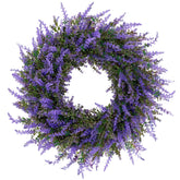 Ramblion 26-inch wreath with lavender and eucalyptus for welcoming front-door curb appeal.