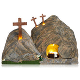 RattanView lighted Easter resurrection tomb scene glows as a home centerpiece