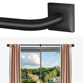 RBYCOS black curtain rod 66-120in with wrap-around design for room darkening.