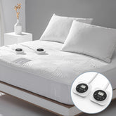Reaks queen size heated mattress pad unfolded on bed for warm comfort