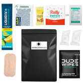 Real Vitamins after party kit bag in matte black, ready for on-the-go recovery.