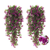RECUTMS artificial hanging flowers 2-pack with lush leaves for year-round patio decor.