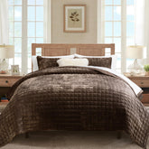 RECYCO velvet quilt front view shows elegant sheen and all-season comfort.