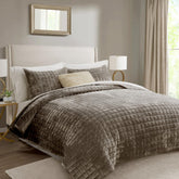 RECYCO Luxury Velvet Quilt Full Queen with rich sheen for an elegant bedroom upgrade