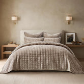 RECYCO luxury velvet quilt king-size coverlet draped for all-season warmth