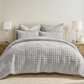 RECYCO Luxury Velvet Quilt Set King bed-cover with rich sheen and plush comfort.