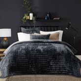 RECYCO luxury velvet quilt-set front view highlights rich sheen and premium texture