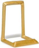 Red Co. 8in decorative metal plate easel in distressed gold for elegant tabletop display.