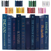 Redesigned Basics blue decorative books set neatly assembled for instant styling.