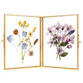 REDHUGO glass pressed flower frame front view showcases clear glass and brass craftsmanship
