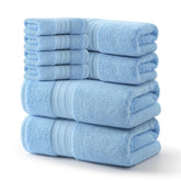 RedKiss 8-piece blue towels set with rich color and plush texture.
