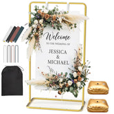 ReePlan wedding sign stand with gold base enhances the entrance display