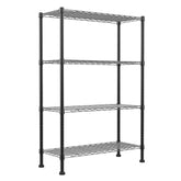 REGILLER 4-Wire Shelving Rack front view shows sturdy black frame for versatile storage.