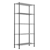 REGILLER 5-Wire Shelving unit, front view, black finish, sturdy support for heavy items.