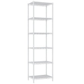 REGILLER 6-tier shelving unit in white for durable laundry and pantry storage.