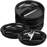Reginary round ashtray large black for indoor and outdoor use.