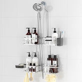 REINHARDT adjustable height bracket enabling precise shower caddy placement