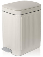 rejomiik small cream trash can with lid in a compact kitchen for easy waste disposal