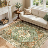 RELEANY area rug 4x6 washable non slip floral medallion for living rooms