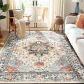 RELEANY floral distress pattern area rug adds vintage charm to living rooms