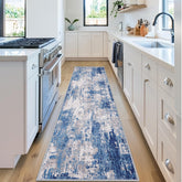 RELEANY washable area rug in blue gray tones, cozy underfoot and easy to clean.