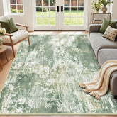 RELEANY washable area rug 5x7 in light green and yellow enhances any living space