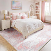 RELEANY washable area rug 8x10 gray-pink with non-slip backing for living rooms