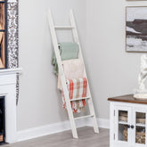 RELODECOR blanket ladder in wall-leaning style displaying throws neatly and reducing floor clutter