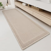 RESARE waffle bath rug tassels close-up highlighting textured pattern for soft, quick-drying comfort