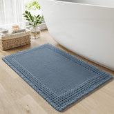 RESARE waffle bath rug texture with tassels highlighting cozy bathroom decor