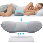 RESTCLOUD lumbar support pillow on bed offering lower back comfort during sleep.