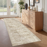 Restydon entryway brown ivory runner with non-slip backing for daily use.