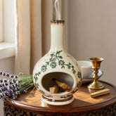 RGBDOT handmade ceramic incense holder front view with stable base.