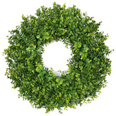 RHTRJ 26-inch greenery wreath on front door enhances curb appeal.