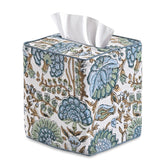 Ridhi Asparagus Green block print tissue box cover conceals standard boxes