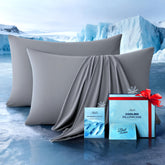 Rifens Ultra-Chill pillowcase 2-pack on pillow for cooling comfort during hot nights.