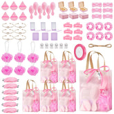 Rigibright 74Pcs prizes packaging with pink accents.