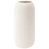 RIKBVOM ceramic vase with ribbed white finish, ideal for a stylish table centerpiece.