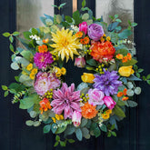 Rimalo 24in spring-summer wreath on front door, vibrant and maintenance-free.