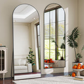 Riskioir arch full-length mirror in the bedroom, crystal-clear full-body reflections.