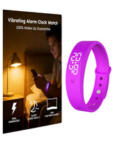 RITHEM vibrating alarm wristband in pink worn on the wrist with a reliable wake up cue