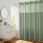 River Dream green shower curtain 71x74 with dotted waffle weave for spa like bath privacy