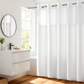 River Dream heavyweight shower curtain front view in white, hotel-grade quality.
